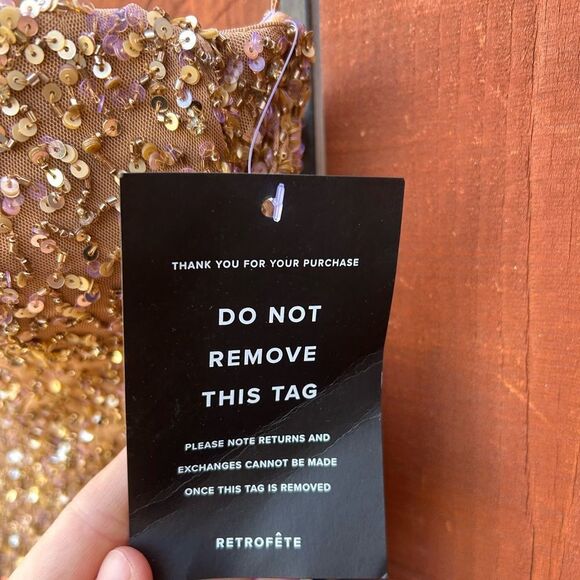 NWT Retrofête Elodie Sequin Embellished Jumpsuit in Tannin Size XS - Picture 11 of 12